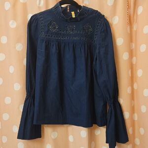 Free People Another Eternity Navy Blouse Sz M